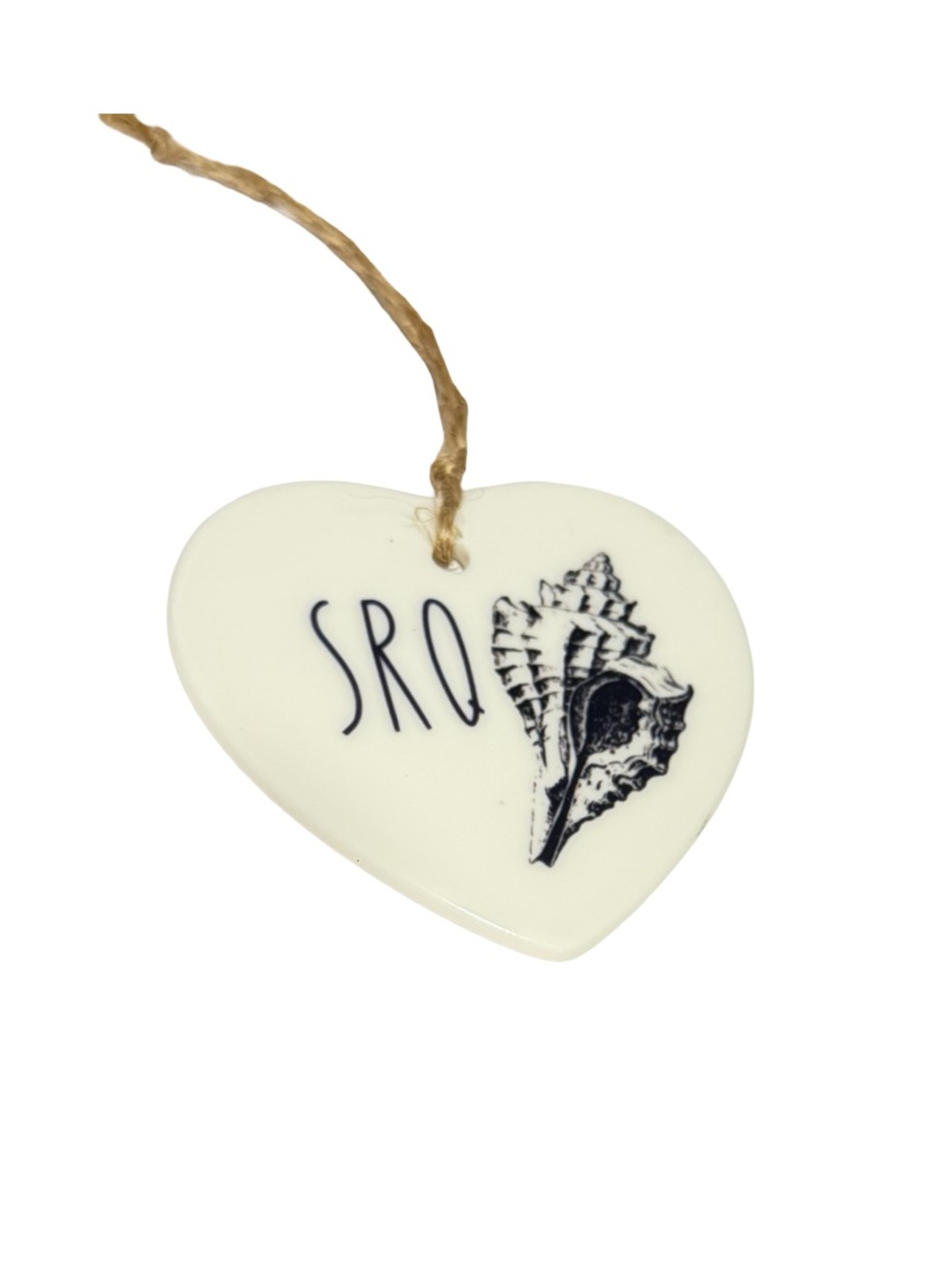 Handmade Sarasota Florida Heart Shell Ornament Coastal Beach Decor